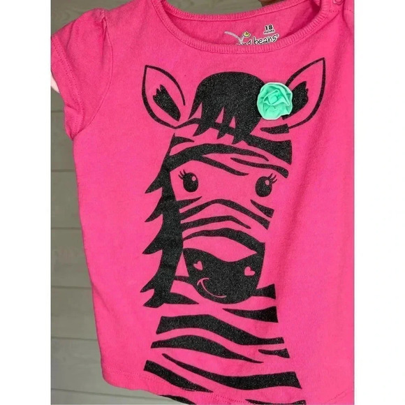 Jumping Beans short sleeve zebra top and faux denim shorts Size 18 months - Picture 3 of 6